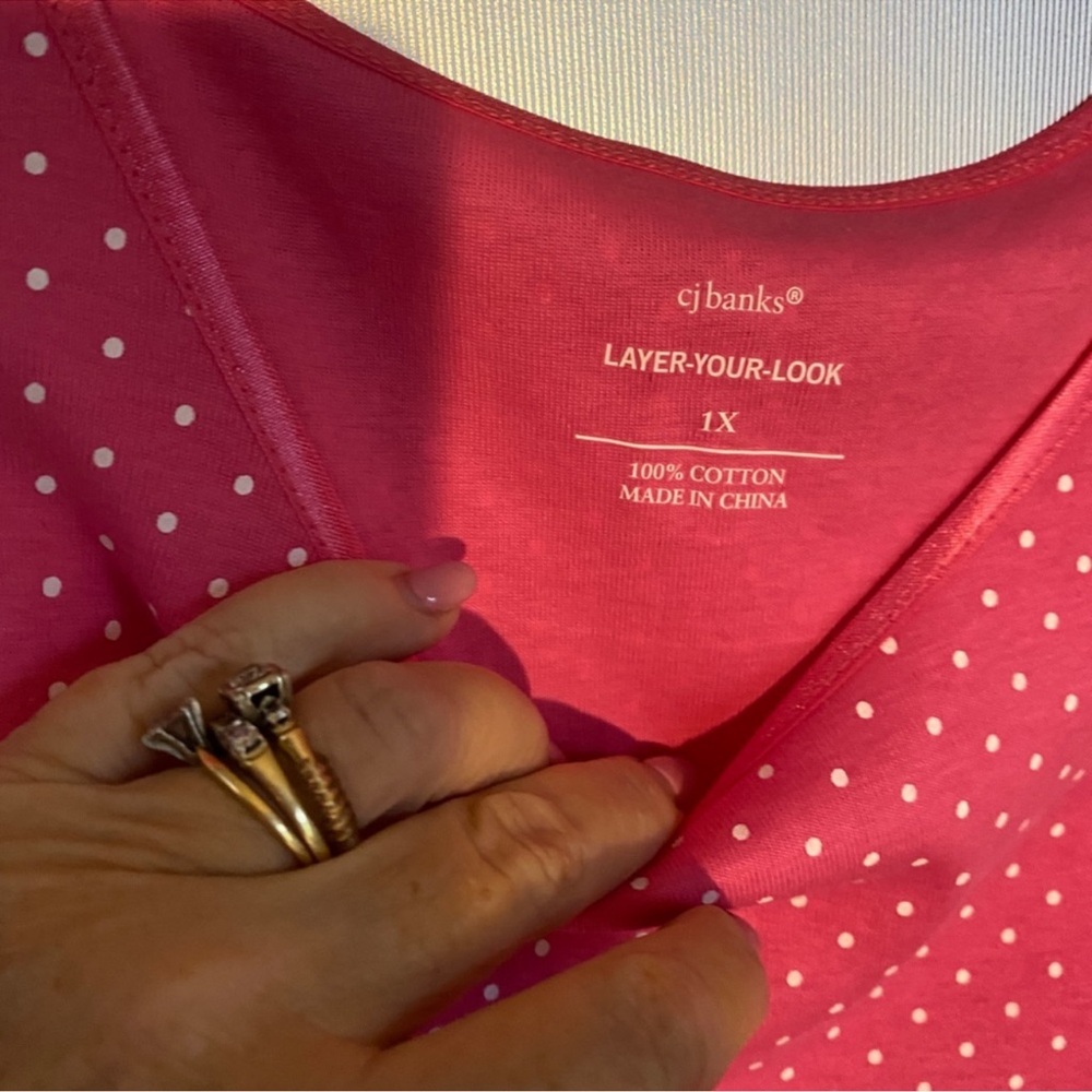 CJBanks Pink and White polka Dot Sleeveless tank top brand new size 1x NWOT